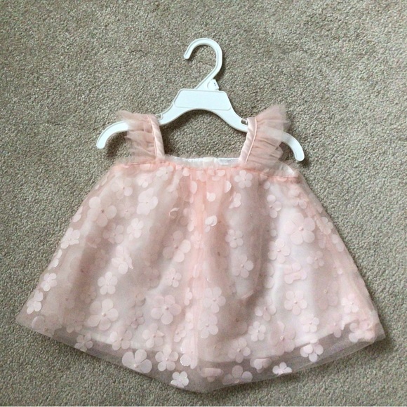 MINICLASIX STRAP TULLE DRESS/ LEGGING PANT WITH FLOWER APPLIQUÉS- SIZE 12 MONTHS - Picture 3 of 12